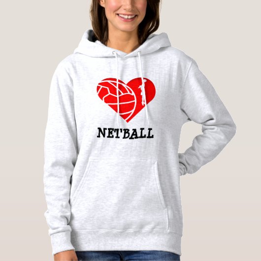 Herz-und Spieler-Thema-LiebeNetball Hoodie (Vorderseite)