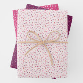 Herz und Sprinklen rosa lila Valentinin Geschenkpapier Set (Beispiel)