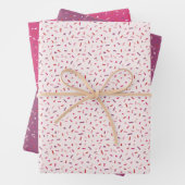 Herz und Sprinklen rosa lila Valentinin Geschenkpapier Set (Beispiel)