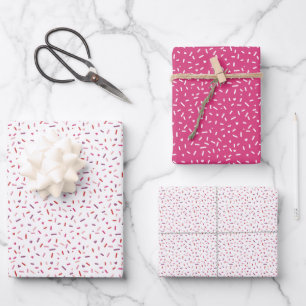 Herz und Sprinklen rosa Valentinstag Geschenkpapier Set