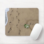 Herz und Spuren im Sand Mousepad (Mit Mouse)