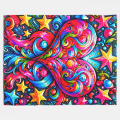 Herz und Sterne Fleecedecke (Vorderseite (Horizontal))