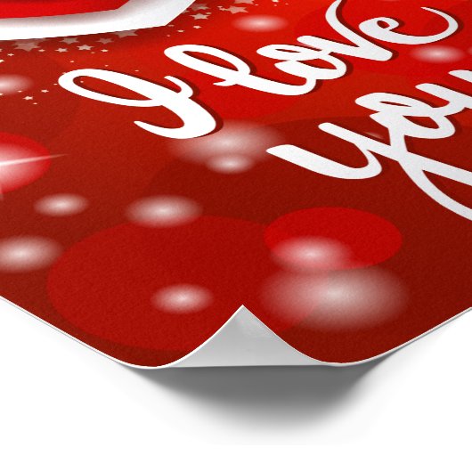 Herz und Sterne in Rot Poster (Ecke)