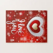 Herz und Sterne in Rot Puzzle (Horizontal)