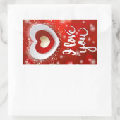 Herz und Sterne in Rot Rechteckiger Aufkleber (Tasche)