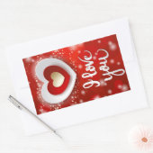 Herz und Sterne in Rot Rechteckiger Aufkleber (Umschlag)