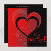 Herz und Sterne Party Valentine Einladung (Vorne/Hinten)
