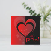 Herz und Sterne Party Valentine Einladung (Stehend Vorderseite)