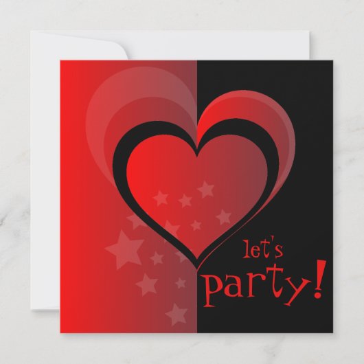 Herz und Sterne Party Valentine Einladung (Vorderseite)