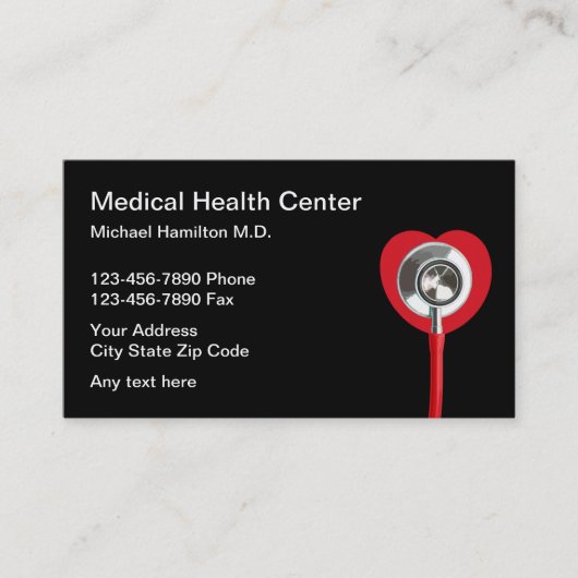 Herz- und Stethoscope Medical Business Cards Visitenkarte (Vorderseite)