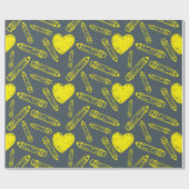 Herz und Stift: Nahtloses Schulumschlagpapier Geschenkpapier (Flach)