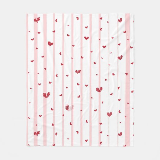 Herz und Streifen Fleecedecke (Vorderseite)