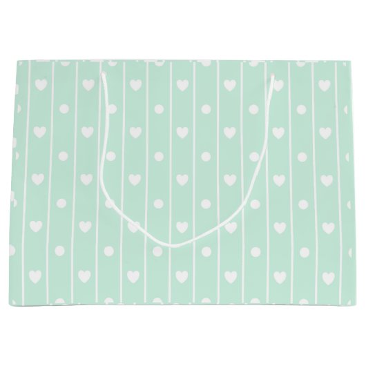 Herz und Streifen Große Geschenktüte (Vorderseite)