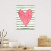 Herz und Streifen Poster (Küche)