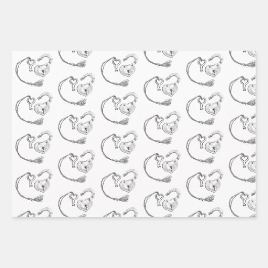 Herz- und Taste Geschenkpapier Set (Vorderseite 2)