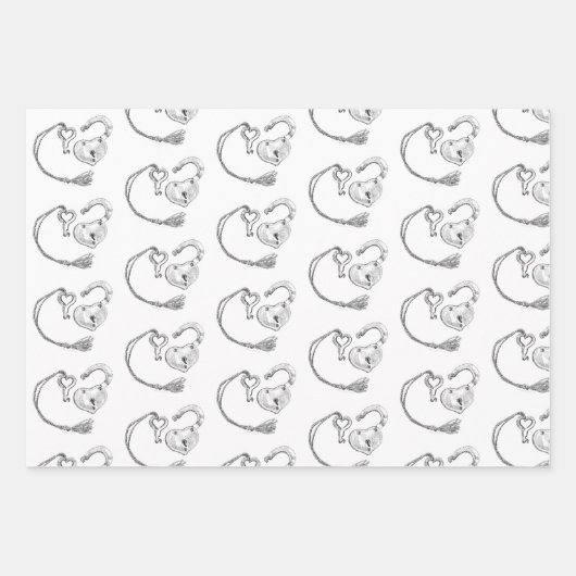 Herz- und Taste Geschenkpapier Set (Vorderseite)