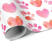Herz-und Tatzen-Druck-Valentinstag-Packpapier Geschenkpapier (Rolleneckpunkt)