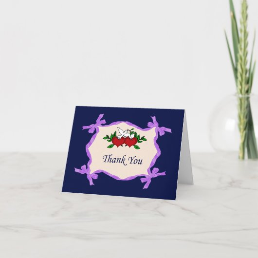 Herz und Taube Danke Karte (Vorderseite)