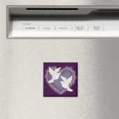 Herz und Tauben - Lila Magnet (In Situ (Geschirrspüler))