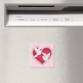 Herz und Tauben - rosa Magnet (In Situ (Geschirrspüler))