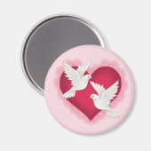 Herz und Tauben - rosa Magnet (Vorderseite/Rückseite)