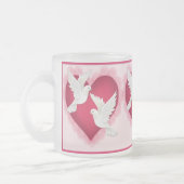 Herz und Tauben - rosa Mattglastasse (Links)