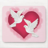 Herz und Tauben - rosa Mousepad (Vorne)