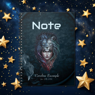 Herz und weibliche Kraft des Löwen Notizblock