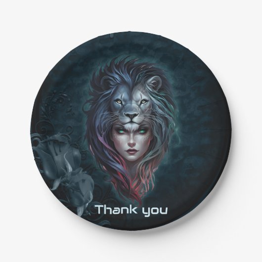 Herz und weibliche Kraft des Löwen Pappteller (Vorderseite)