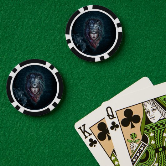 Herz und weibliche Kraft des Löwen Pokerchips (Pokertisch (doppelt))