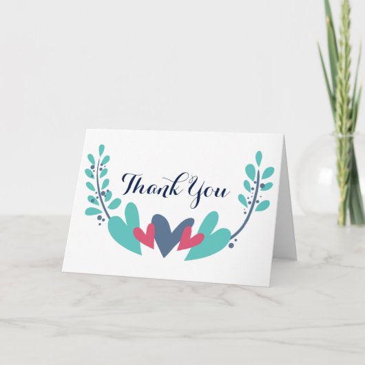 Herz und Wein Hochzeit Dankeschön Karte (Vorderseite)