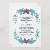 Herz und Wein Hochzeit einladen Einladung (Vorne/Hinten)