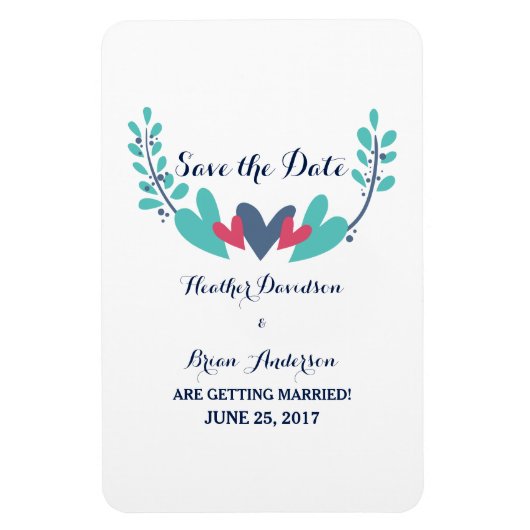 Herz und Wein Save the Date Flexi Magnet (Vertikal)