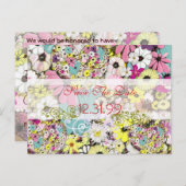 Herz und wild lebende Blume Save the Date Ankündigungspostkarte (Vorne/Hinten)