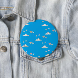 Herz und Wolken auf blau Button
