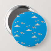 Herz und Wolken auf blau Button (Vorne & Hinten)