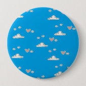 Herz und Wolken auf blau Button (Vorderseite)