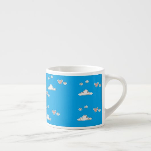 Herz und Wolken auf blau Espressotasse (Rechts)