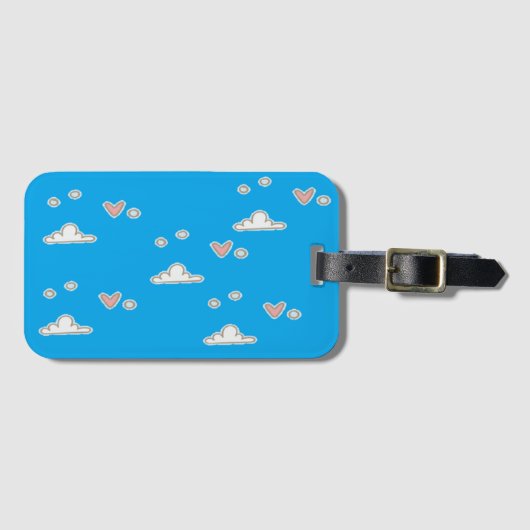 Herz und Wolken auf blau Gepäckanhänger (Vorderseite (Horizontal))