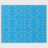Herz und Wolken auf blau Geschenkpapier (Flach)