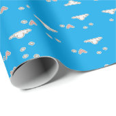 Herz und Wolken auf blau Geschenkpapier (Rolleneckpunkt)