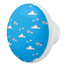 Herz und Wolken auf blau Keramikknauf
