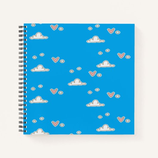 Herz und Wolken auf blau Notizblock (Vorderseite)