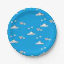 Herz und Wolken auf blau