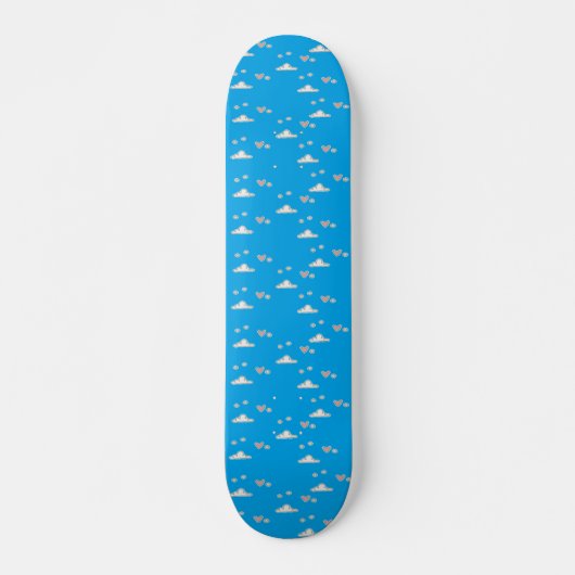 Herz und Wolken auf blau Skateboard (Vorne)