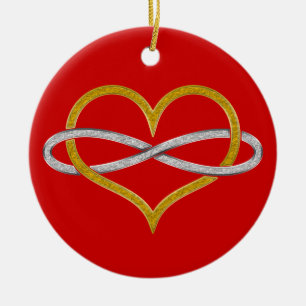 Herz-Unendlich-Gold-Silber Keramik Ornament