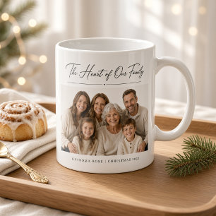 Herz unserer Familie Personalisierte Oma-Foto Kaffeetasse