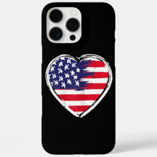 Herz US-Flagge 4. Juli Patriotische amerikanische iPhone 16 Pro Max Hülle