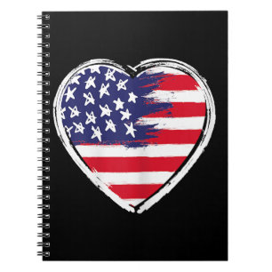 Herz US-Flagge 4. Juli Patriotische amerikanische Notizblock