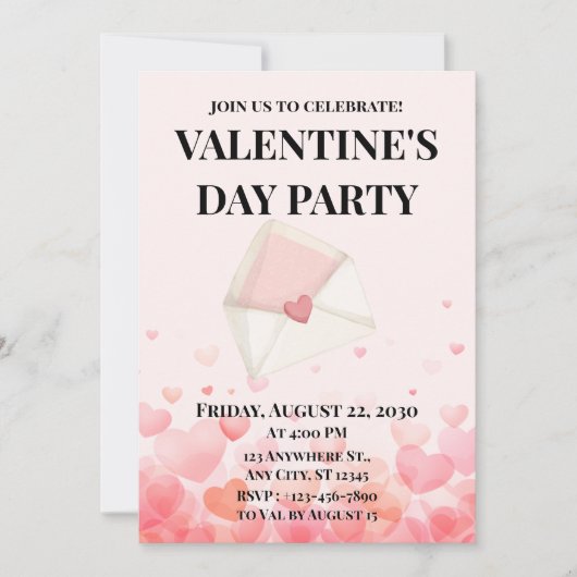Herz Valentinstag Einladung (Vorderseite)